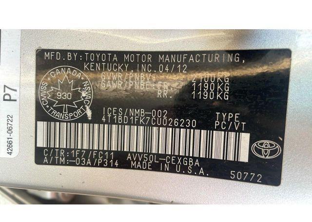2012 TOYOTA CAMRY