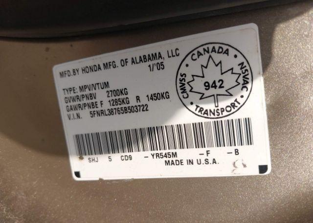 2005 HONDA ODYSSEY EXL